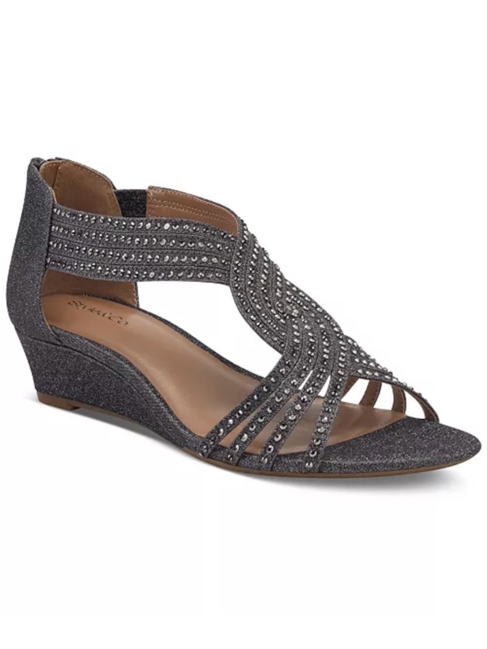 Embellished Grey Wedge Sandals - Women's Dress Sandals